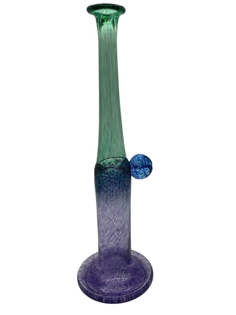 Kosta Boda Wind Pipe Vase Art Glass Purple Green Sweden Bertil Vallien 1970s